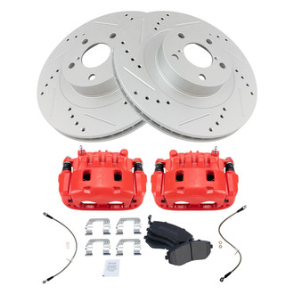 TRQ® - Performance Semi-Metallic Front Brake Kit with Calipers and Hoses
