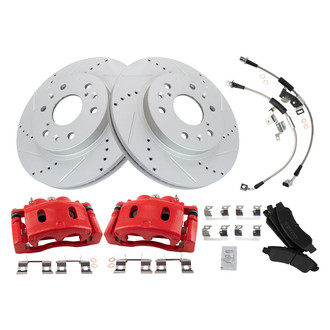 TRQ® - Performance Semi-Metallic Front Brake Kit with Calipers and Hoses