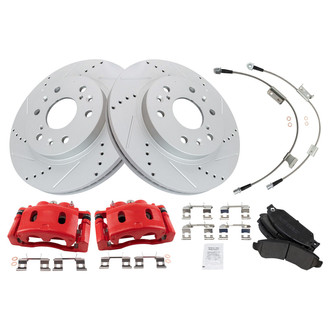 TRQ® - Performance Semi-Metallic Front Brake Kit with Calipers and Hoses