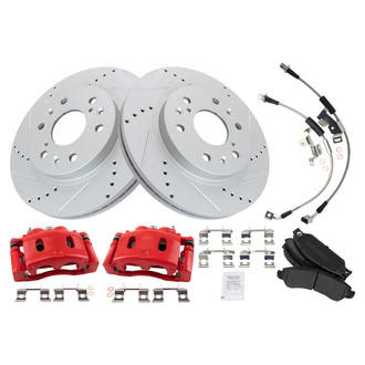 TRQ® - Performance Semi-Metallic Front Brake Kit with Calipers and Hoses