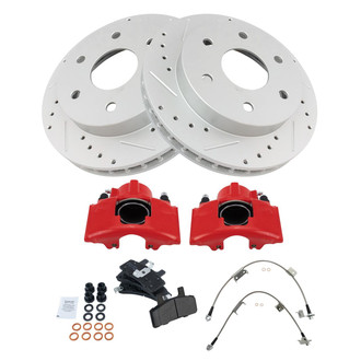 TRQ® - Performance Semi-Metallic Front Brake Kit with Calipers and Hoses