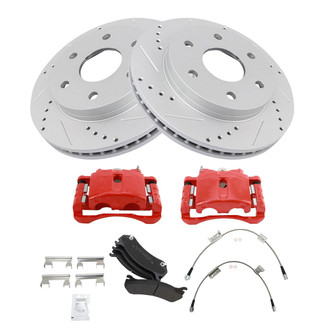 TRQ® - Performance Semi-Metallic Front Brake Kit with Calipers and Hoses