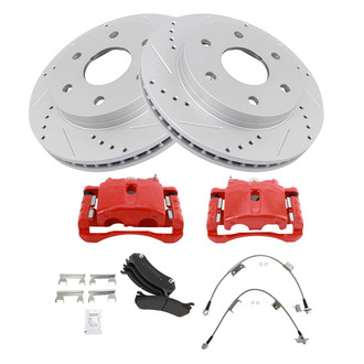 TRQ® - Performance Semi-Metallic Front Brake Kit with Calipers and Hoses