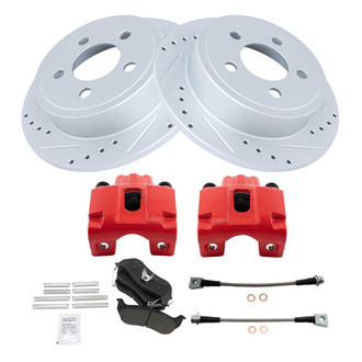 TRQ® - Performance Semi-Metallic Rear Brake Kit with Calipers and Hoses