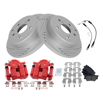 TRQ® - Performance Semi-Metallic Rear Brake Kit with Calipers and Hoses