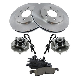 TRQ® - Front Disc Brake Kit with Ceramic Pads and Hub Assemblies