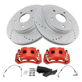 TRQ® - Performance Semi-Metallic Brake Kit with Calipers and Hoses