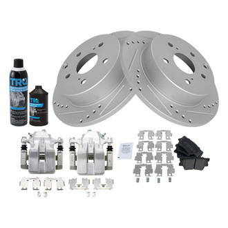 TRQ® - Performance Semi-Metallic Rear Brake Kit with Calipers