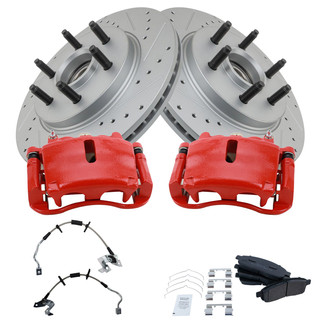 TRQ® - Performance Semi-Metallic Front Brake Kit with Calipers and Hoses