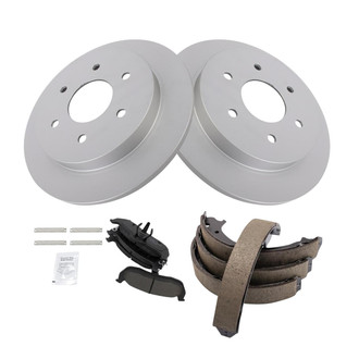 TRQ® - Rear Disc Brake Kit with Ceramic Pads and Shoes