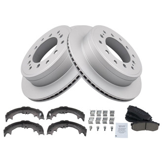 TRQ® - Rear Disc Brake Kit with Ceramic Pads and Shoes