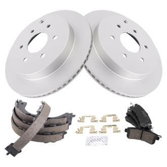 TRQ® - Rear Disc Brake Kit with Ceramic Pads and Shoes