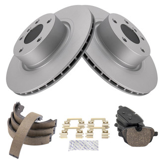 TRQ® - Rear Disc Brake Kit with Ceramic Pads and Shoes