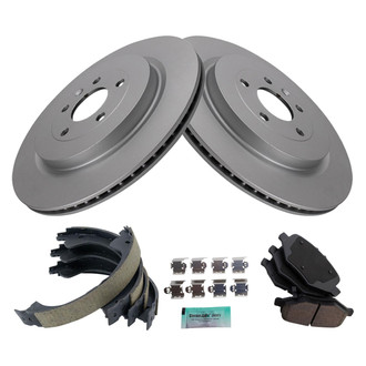 TRQ® - Rear Disc Brake Kit with Semi-Metallic Pads and Shoes