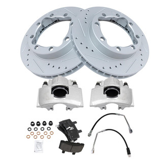 TRQ® - Performance Ceramic Front Brake Kit with Calipers and Hoses