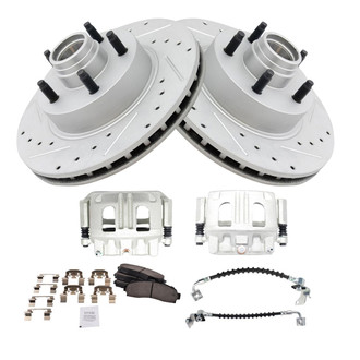 TRQ® - Performance Ceramic Front Brake Kit with Calipers and Hoses