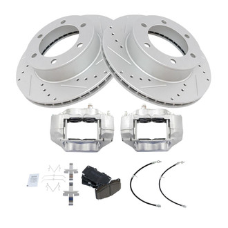 TRQ® - Performance Ceramic Front Brake Kit with Calipers and Hoses