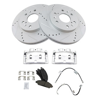 TRQ® - Performance Ceramic Front Brake Kit with Calipers and Hoses