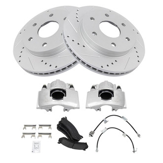 TRQ® - Performance Ceramic Front Brake Kit with Calipers and Hoses