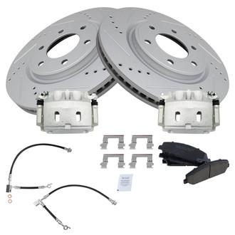 TRQ® - Performance Ceramic Front Brake Kit with Calipers and Hoses
