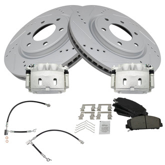 TRQ® - Performance Ceramic Front Brake Kit with Calipers and Hoses