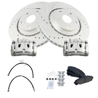 TRQ® - Performance Ceramic Front Brake Kit with Calipers and Hoses