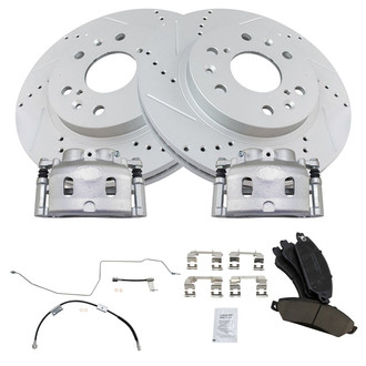 TRQ® - Performance Ceramic Front Brake Kit with Calipers and Hoses