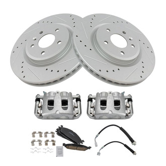 TRQ® - Performance Ceramic Front Brake Kit with Calipers and Hoses