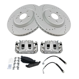 TRQ® - Performance Semi-Metallic Front Brake Kit with Calipers and Hoses