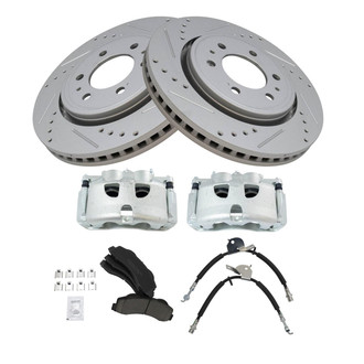 TRQ® - Performance Ceramic Front Brake Kit with Calipers and Hoses