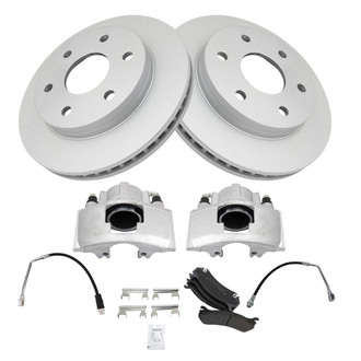 TRQ® - Front Disc Brake Kit with Semi-Metallic Pads, Calipers and Hoses