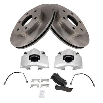 TRQ® - Front Disc Brake Kit with Semi-Metallic Pads, Calipers and Hoses
