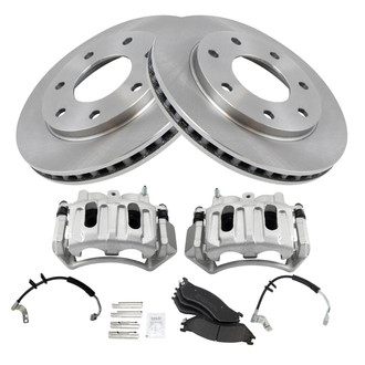 TRQ® - Front Disc Brake Kit with Semi-Metallic Pads, Calipers and Hoses