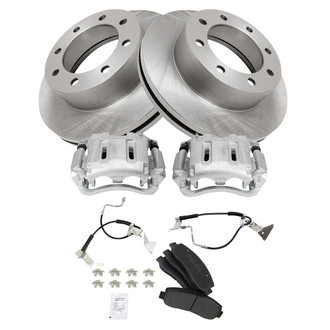 TRQ® - Front Disc Brake Kit with Semi-Metallic Pads, Calipers and Hoses