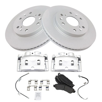 TRQ® - Front Disc Brake Kit with Semi-Metallic Pads, Calipers and Hoses
