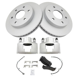 TRQ® - Front Disc Brake Kit with Semi-Metallic Pads, Calipers and Hoses