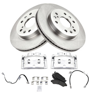TRQ® - Front Disc Brake Kit with Semi-Metallic Pads, Calipers and Hoses