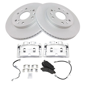 TRQ® - Front Disc Brake Kit with Semi-Metallic Pads, Calipers and Hoses