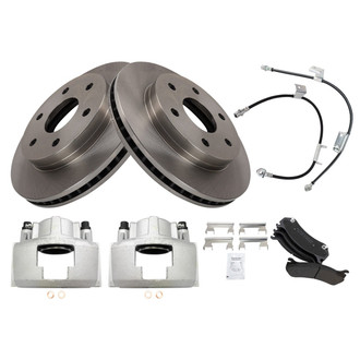 TRQ® - Front Disc Brake Kit with Semi-Metallic Pads, Calipers and Hoses