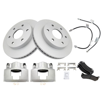 TRQ® - Front Disc Brake Kit with Semi-Metallic Pads, Calipers and Hoses