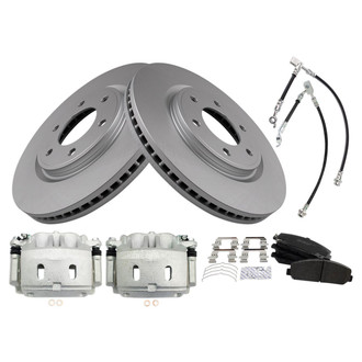 TRQ® - Front Disc Brake Kit with Semi-Metallic Pads, Calipers and Hoses