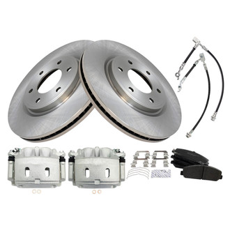 TRQ® - Front Disc Brake Kit with Semi-Metallic Pads, Calipers and Hoses
