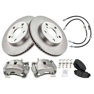 TRQ® - Front Disc Brake Kit with Ceramic Pads, Calipers and Hoses