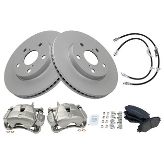 TRQ® - Front Disc Brake Kit with Semi-Metallic Pads, Calipers and Hoses