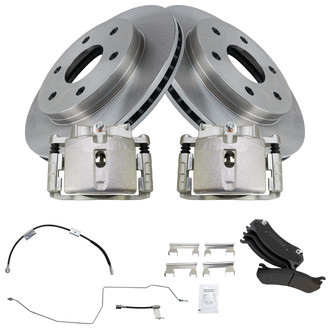 TRQ® - Front Disc Brake Kit with Semi-Metallic Pads, Calipers and Hoses