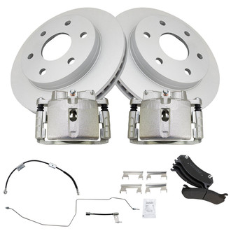 TRQ® - Front Disc Brake Kit with Semi-Metallic Pads, Calipers and Hoses