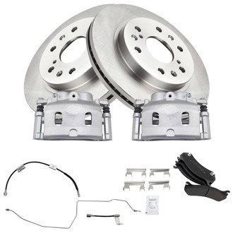 TRQ® - Front Disc Brake Kit with Semi-Metallic Pads, Calipers and Hoses