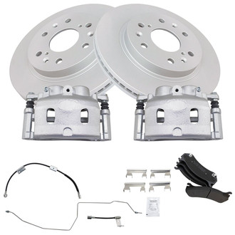 TRQ® - Front Disc Brake Kit with Semi-Metallic Pads, Calipers and Hoses