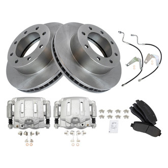 TRQ® - Front Disc Brake Kit with Semi-Metallic Pads, Calipers and Hoses