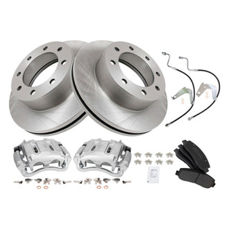 TRQ® - Front Disc Brake Kit with Semi-Metallic Pads, Calipers and Hoses